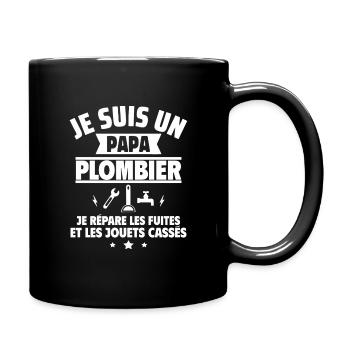 Papa plombier, idée cadeau fête des pères - Mug uni - noir - Droite