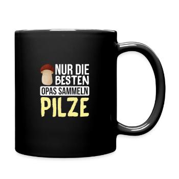 Pilzsammler - Pilze - Opa - Pilzesammler Geschenk - Tasse einfarbig - Schwarz - Rechts