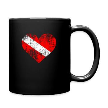 Diver Flag Heart Used Look - Full Colour Mug - black - Right