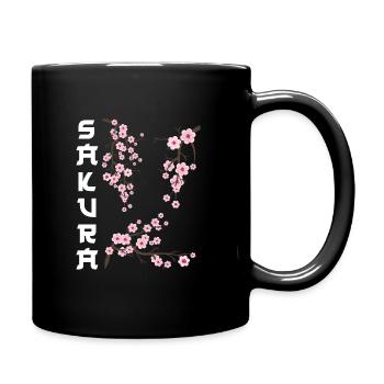 Japanese Cherry Blossom Sakura - Full Colour Mug - black - Right