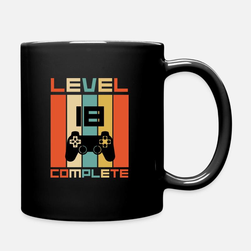 18. Geburtstag Level 18 Gaming - Tasse einfarbig - Schwarz