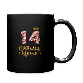 14th birthday Queen 14 years Fourteen - Full Colour Mug - black - Right
