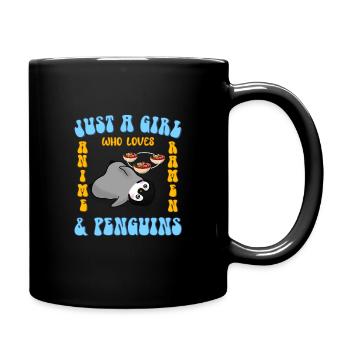 Nur ein Mädchen was Anime Ramen und Pinguine liebt - Tasse einfarbig - Schwarz - Rechts