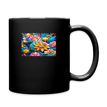 Motif de fleur d’ avec des nénuphars - Mug uni - noir - Droite