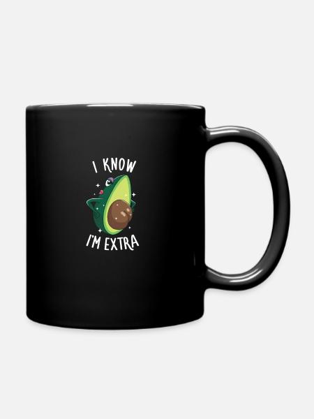 Funny Avocado I'm Extra Seed Cute Showy Fruit - Full Colour Mug - black