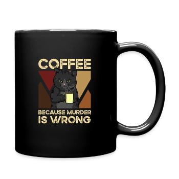 Coffee Because Murder Is Wrong Cat - Full Colour Mug - black - Right