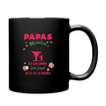 Papas Mädchen Engel - Tasse einfarbig - Schwarz - Rechts