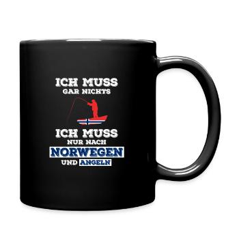 Norwegen Angeln Lustiger Spruch - Tasse einfarbig - Schwarz - Rechts