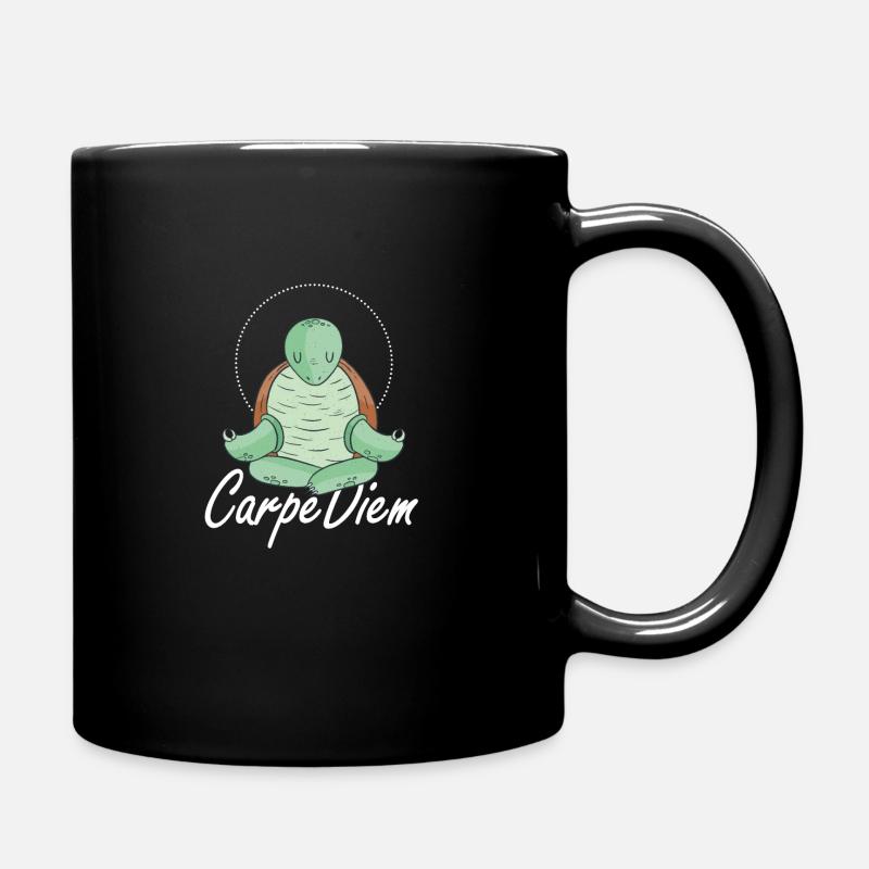 Carpe Diem Nutze Den Tag Schildkröte Meditation - Tasse einfarbig - Schwarz