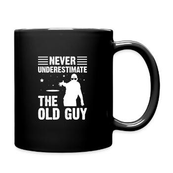 Ne sous-estimez jamais le Old Guy Disc Golf - Mug uni - noir - Droite