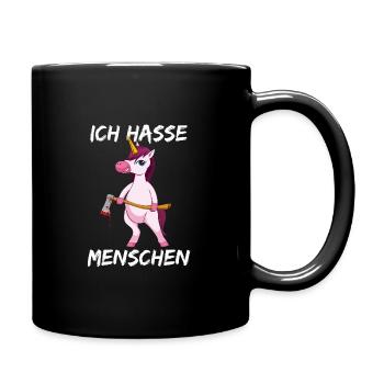 Ich Hasse Menschen Einhorn Unicorn - Tasse einfarbig - Schwarz - Rechts