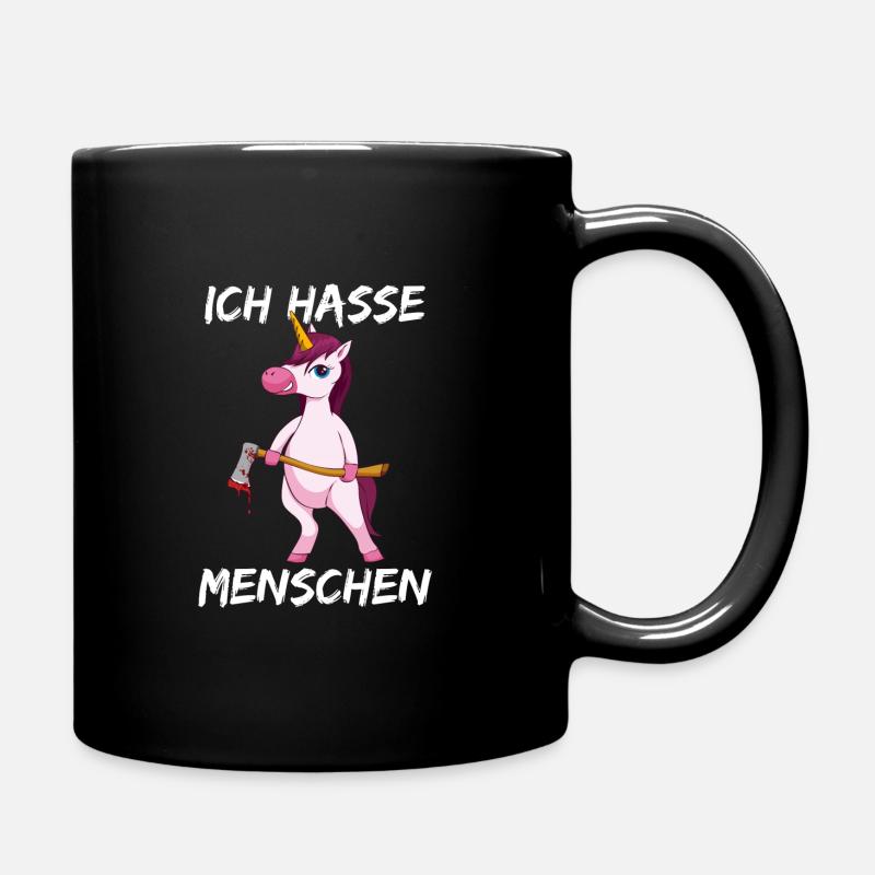 Ich Hasse Menschen Einhorn Unicorn - Tasse einfarbig - Schwarz
