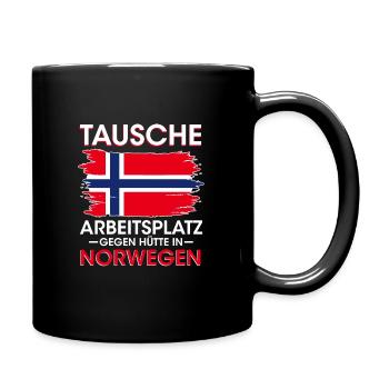 Norwegen Arbeitsplatz Hütte Urlaub - Tasse einfarbig - Schwarz - Rechts