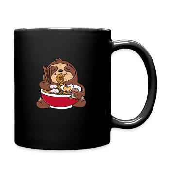 Paresseux Ramen nouilles Kawaii Nourriture japonaise - Mug uni - noir - Droite