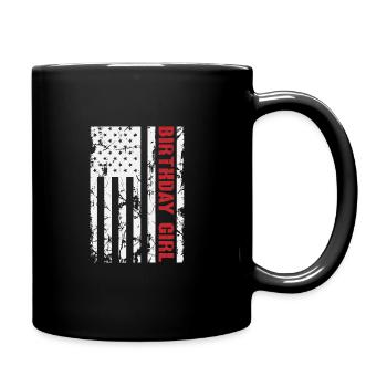 American Flag Birthday Girl - Full Colour Mug - black - Right