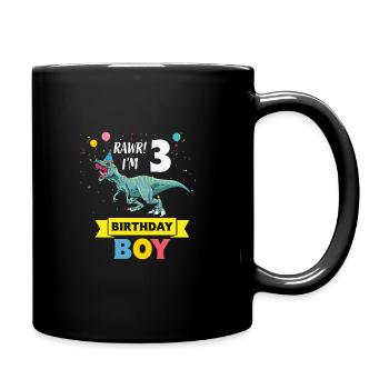 Kids 3 Year Old Shirt 3rd Birthday Boy T Rex - Tasse einfarbig - Schwarz - Rechts