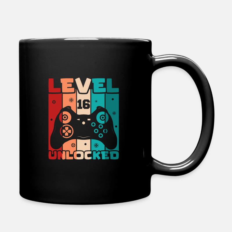 Level 16 Unlocked - Full Colour Mug - black