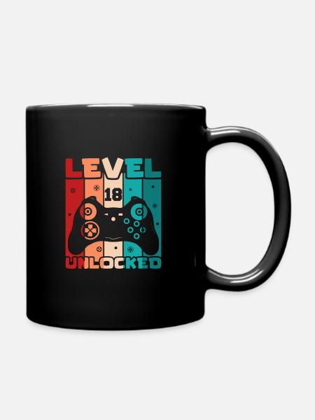 Level 18 Unlocked - Full Colour Mug - black