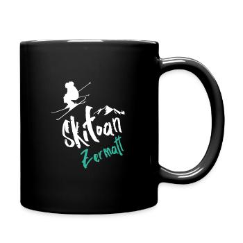 Skiing Zermatt - Full Colour Mug - black - Right