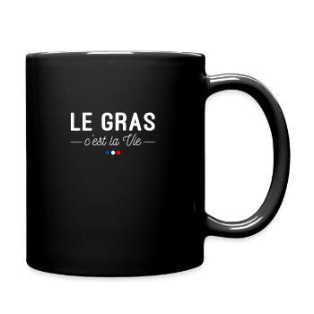 Fett ist Leben! Für starke Esser - Tasse einfarbig - Schwarz - Rechts