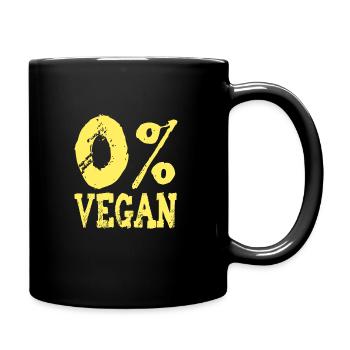 0% VEGAN - I'm not vegan! Anti Vegan - Full Colour Mug - black - Right