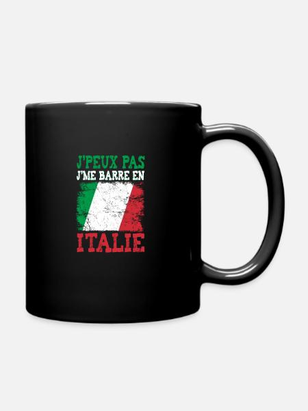 Je peux pas je me barre en Italie. Futur Italien - Mug uni - noir