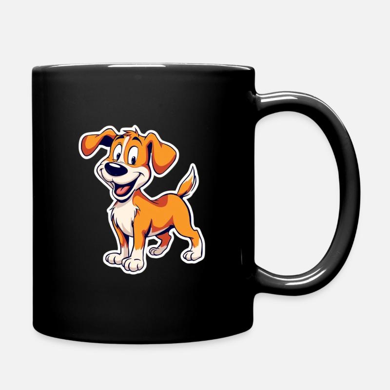 Fröhlicher Straßenhund Cartoon Hund - Tasse einfarbig - Schwarz