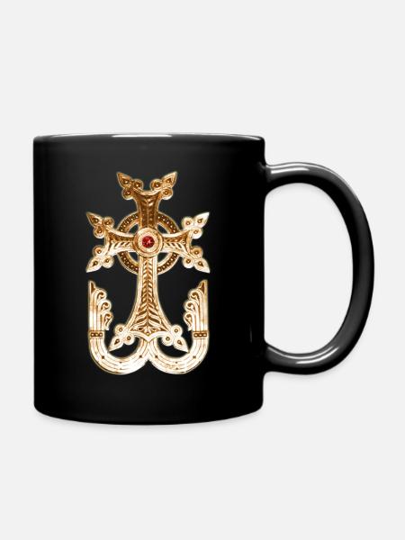 Arménien Croix / Arménien Croix d'Or métallique - Mug uni - noir