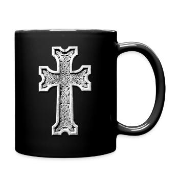 Armenian cross stone white / Armenian Stone - Full Colour Mug - black - Right