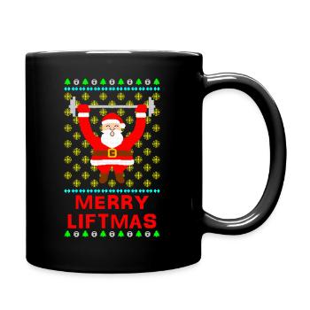 Merry Liftmas Ugly Christmas Sweater - Tasse einfarbig - Schwarz - Rechts