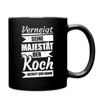 Koch - lustiges Geschenk - Tasse einfarbig - Schwarz - Rechts