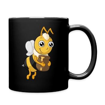 Fleißige Comic Honig Biene - Tasse einfarbig - Schwarz - Rechts