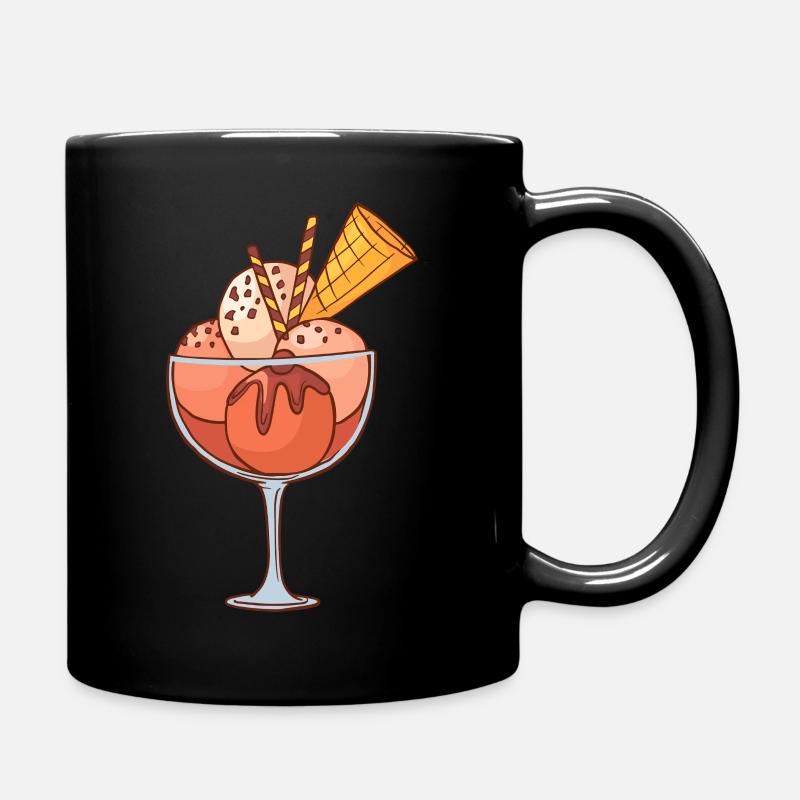 Crème glacée, crème glacée, crème glacée, crème glacée, boule, crème glacée, sundae - Mug uni - noir