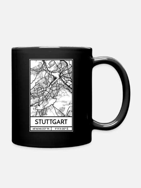 Stuttgart – City Stadtplan Map Karte (weiß) - Tasse einfarbig - Schwarz