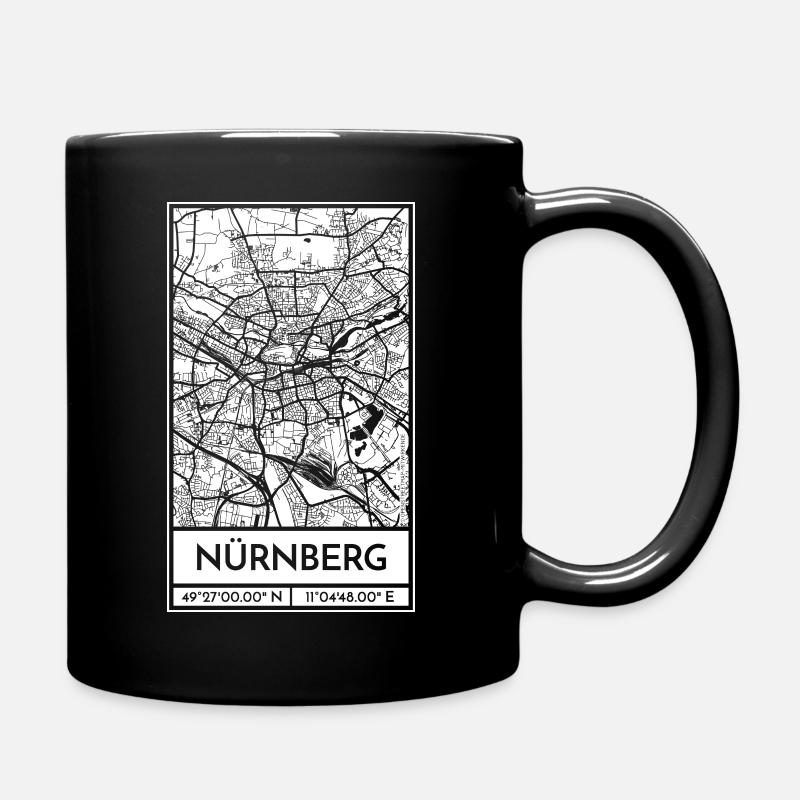 Nürnberg – City Stadtplan Map Karte (weiß) - Tasse einfarbig - Schwarz