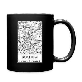 Bochum – City Stadtplan Map Karte (weiß) - Tasse einfarbig - Schwarz - Rechts