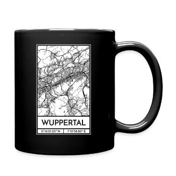 Wuppertal – City Stadtplan Map Karte (weiß) - Tasse einfarbig - Schwarz - Rechts