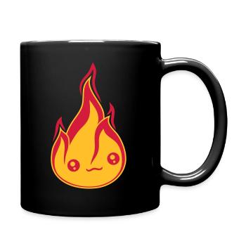 suess gesicht niedlich klein comic cartoon feuer f - Tasse einfarbig - Schwarz - Rechts