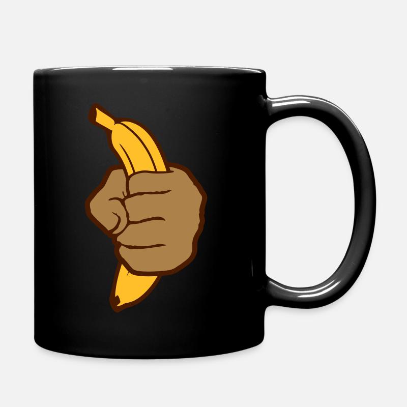 banane halten essen hunger lecker koch schuerze ge - Tasse einfarbig - Schwarz