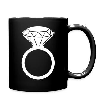 Diamantring Diamant Ring Ehe Hochzeit JGA Braut - Tasse einfarbig - Schwarz - Rechts