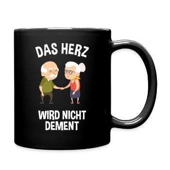 Das Herz wird nicht dement Pflege mit Herz - Tasse einfarbig - Schwarz - Rechts