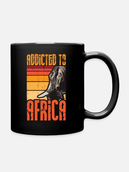 Addicted to Africa mit Elefant süchtig nach Afrika - Tasse einfarbig - Schwarz