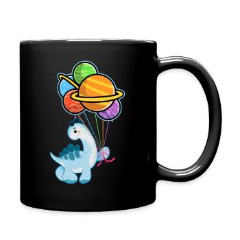 Cute little dinosaur dinosaur, planet - Full Colour Mug - black - Right