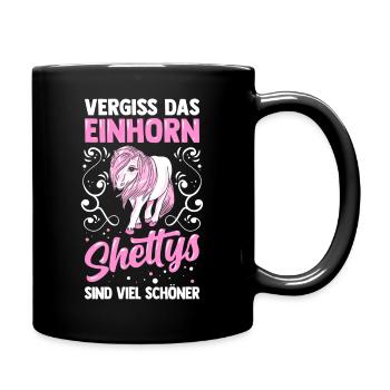 Shetlandpony Shetty Pony Geschenk Pferde Reiten - Tasse einfarbig - Schwarz - Rechts