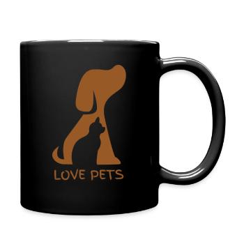 Love pets - Tasse einfarbig - Schwarz - Rechts