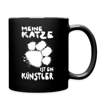 Katze süß Tier Kunst Pfote Pfoten Spruch Design - Tasse einfarbig - Schwarz - Rechts