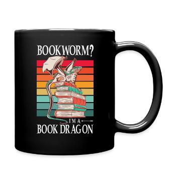 Dragons Bücher Drachen Lesen Bücherwurm - Tasse einfarbig - Schwarz - Rechts