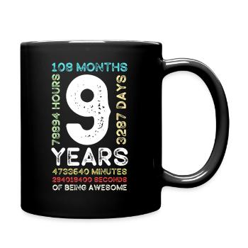 Chemise d’anniversaire de 9e anniversaire, cadeau d’anniversaire de 9 ans - Mug uni - noir - Droite