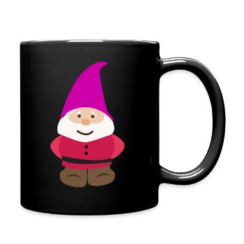 Zwergen Freunde - Zwerg mit lila Zwergenmütze - Tasse einfarbig - Schwarz - Rechts