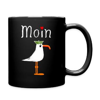 Moin Anker Möwe Seemann Lustig Geschenk - Tasse einfarbig - Schwarz - Rechts